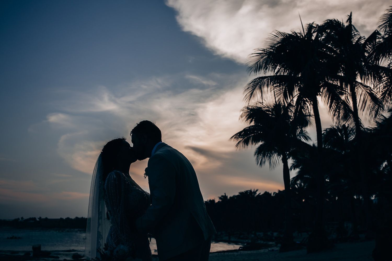 Sunset wedding photos at Barcelo Maya Palace Riviera Maya