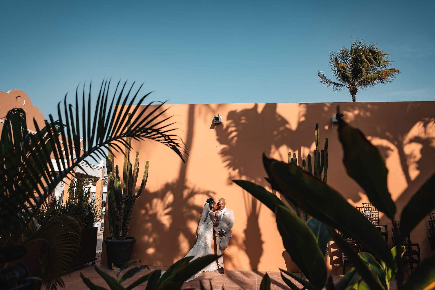 Wedding couple portrait at Dreams Tulum Riviera Maya beach venue