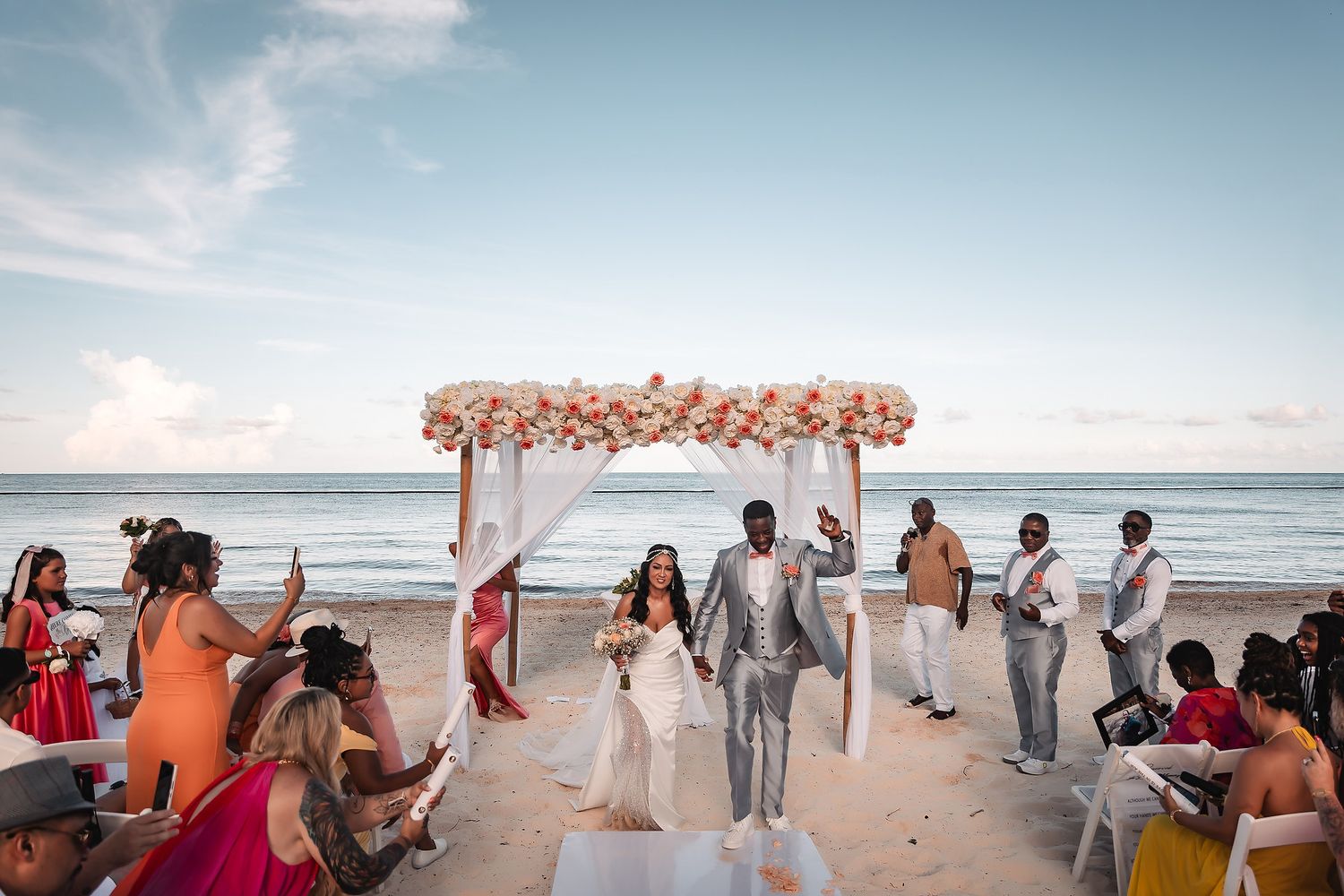 Beachfront wedding ceremony at Royalton Riviera Cancun resort
