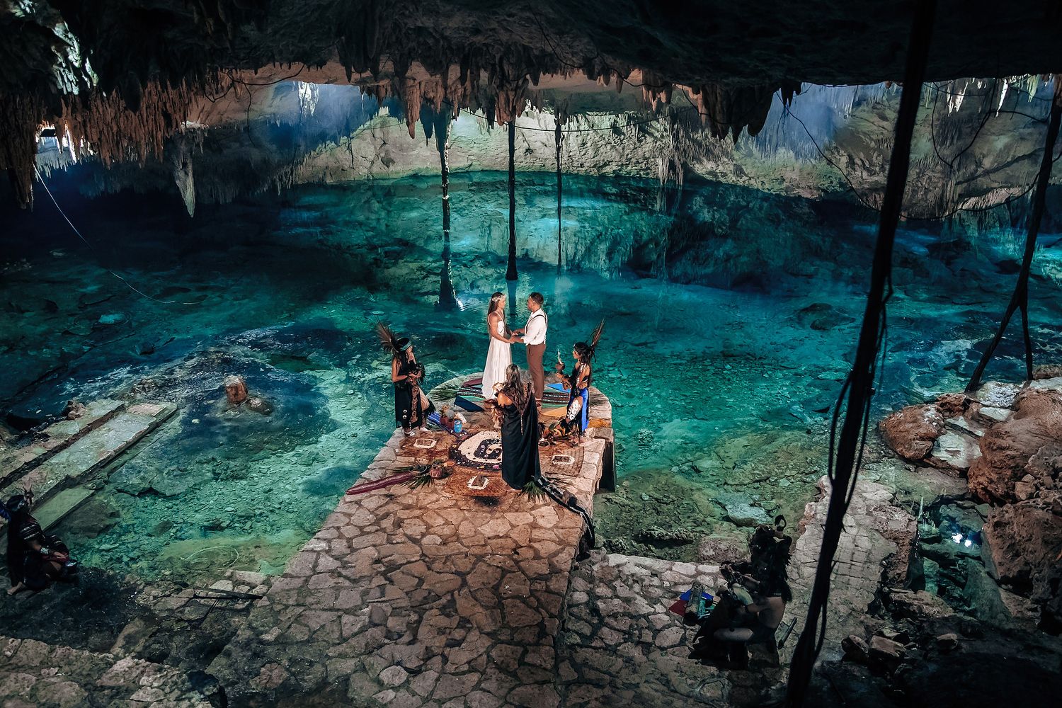 Unique cenote wedding photography at Cenote Taak Bi Ha Tulum