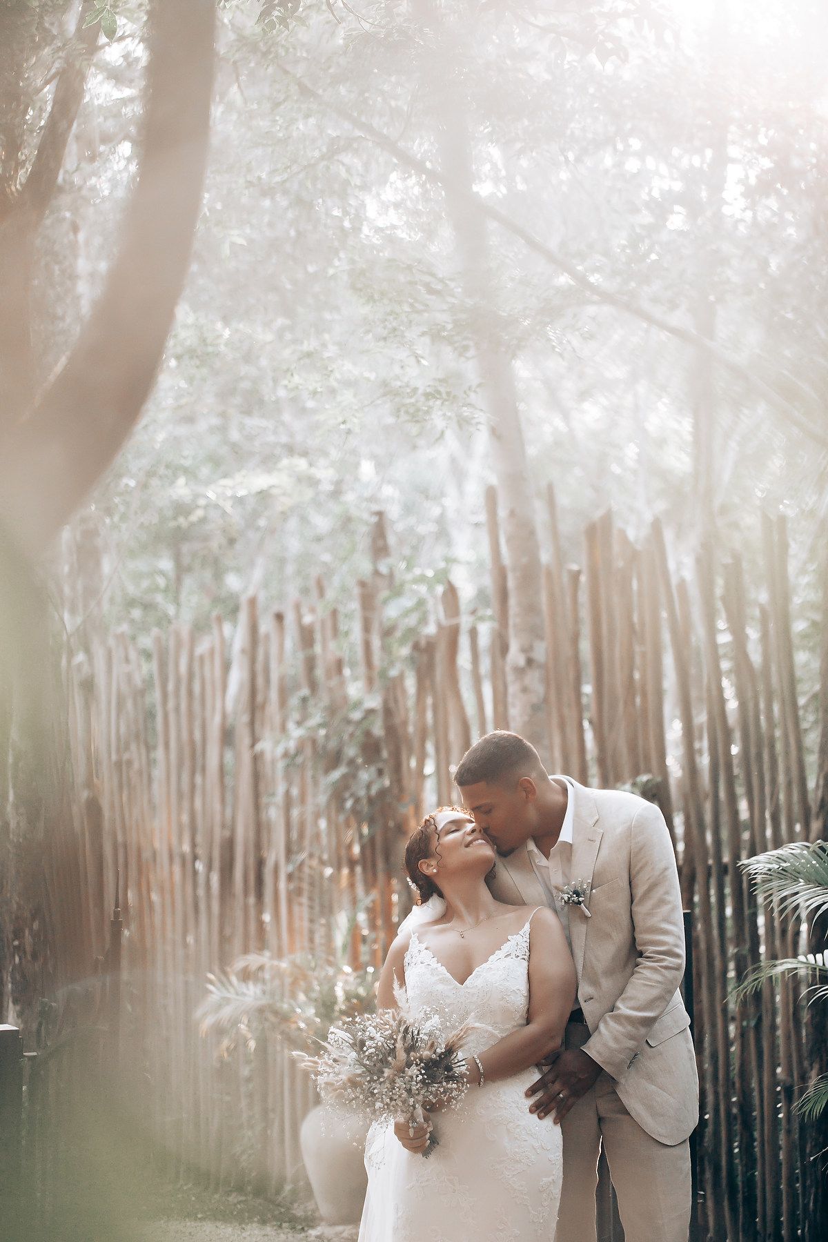 Sunset wedding photos at Arcadia Tulum jungle venue