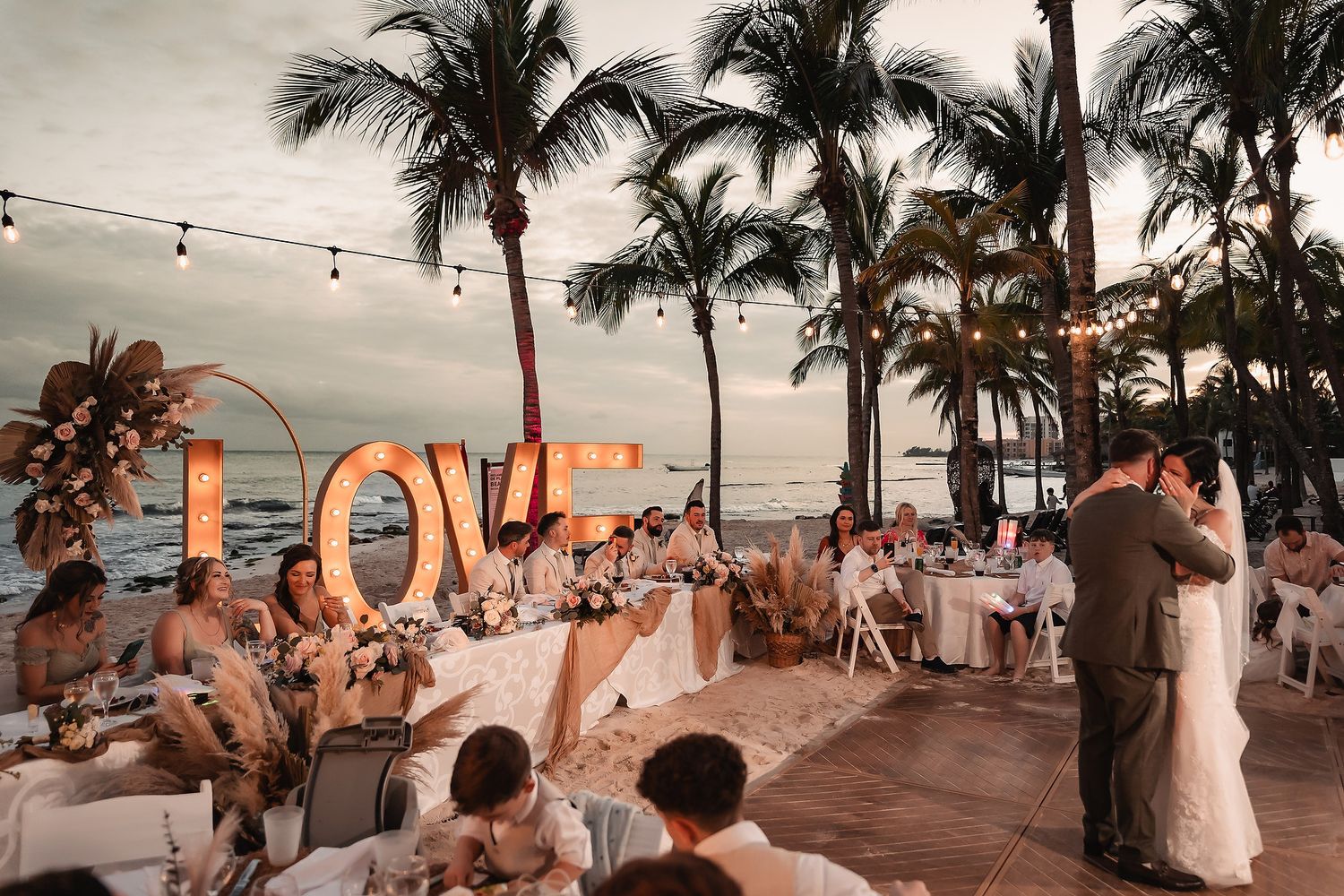 Romantic beach wedding at Sandos Caracol Riviera Maya Mexico