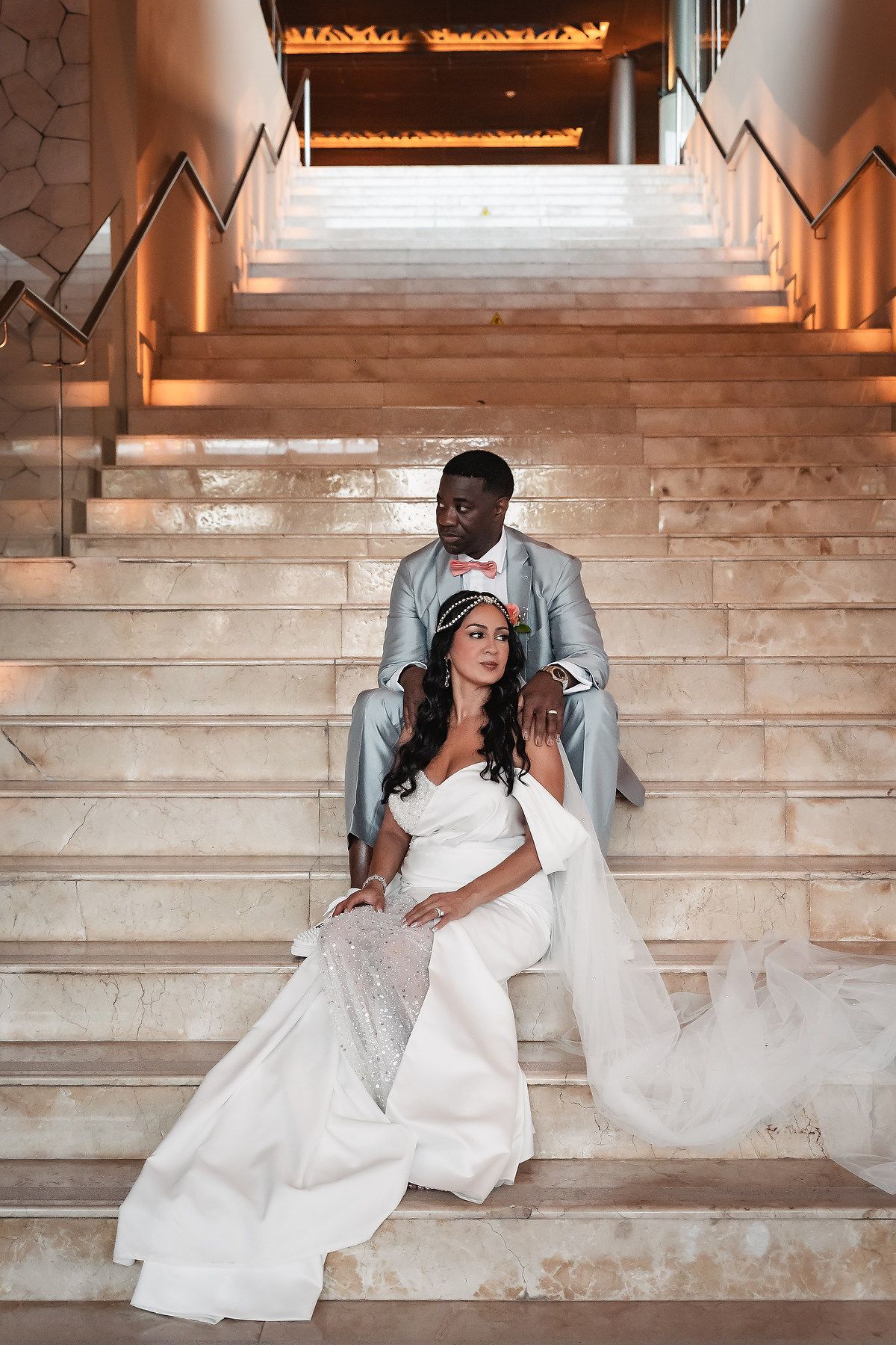 Bride and groom portrait at Royalton Riviera Cancun wedding in Mexico