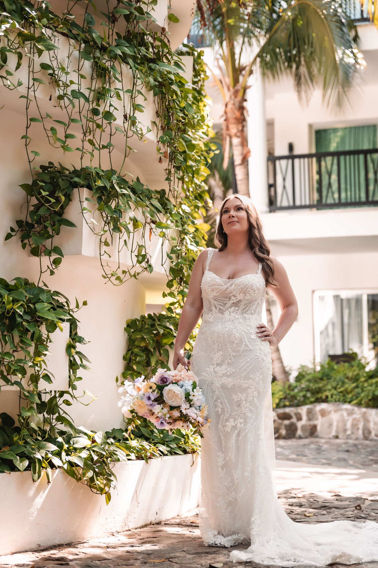 Bride portrait during a destination wedding at The Fives Beach Hotel