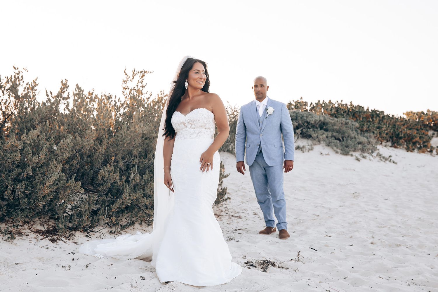 Grand Palladium Costa Mujeres bride and groom portrait by the sea