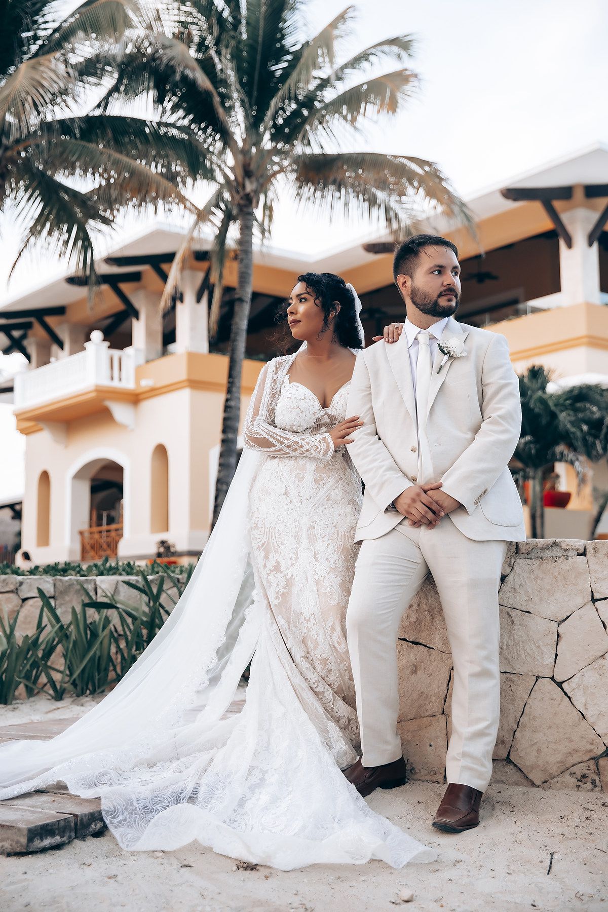 Romantic couple photos at Barcelo Maya Palace beach