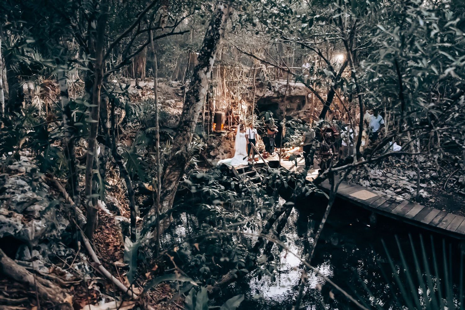Elopement Mayan wedding videography At Sacred Cenote in Tulum Mexico