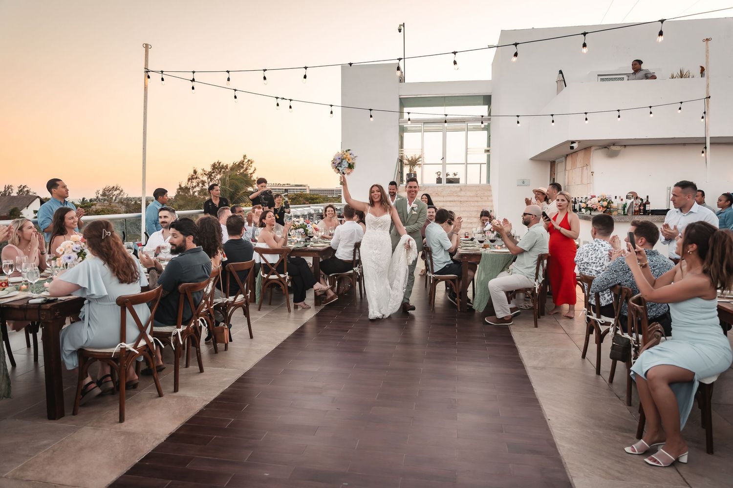 Luxury destination wedding reception at The Fives Beach Hotel Mexico