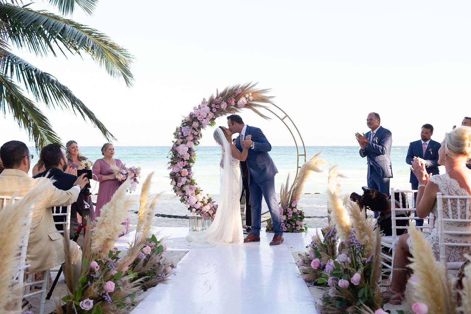 Caribbean beachfront wedding photos Saasil Kantenah Mexico