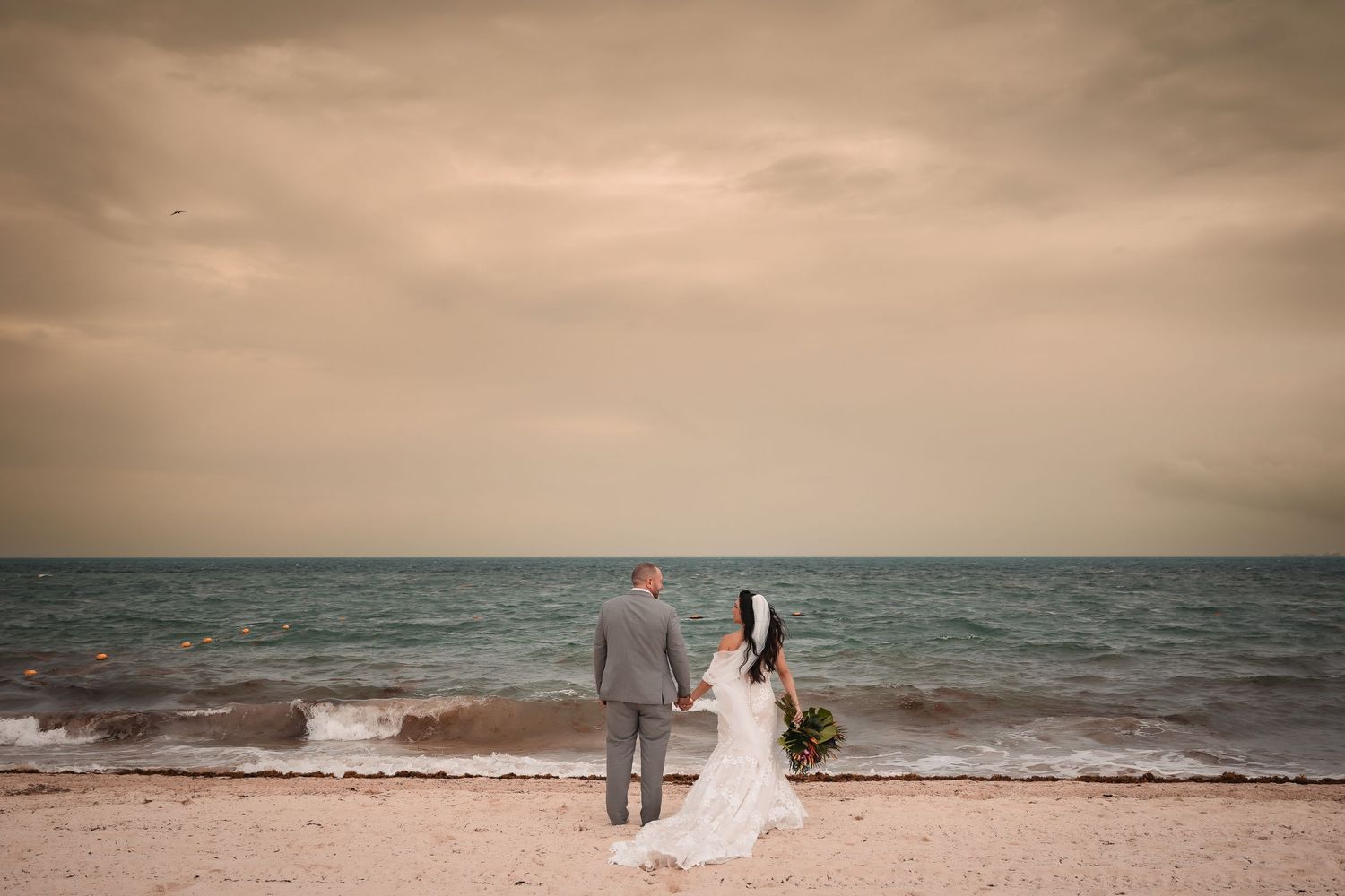 Bride and groom portrait at Dreams Playa Mujeres wedding in Cancun