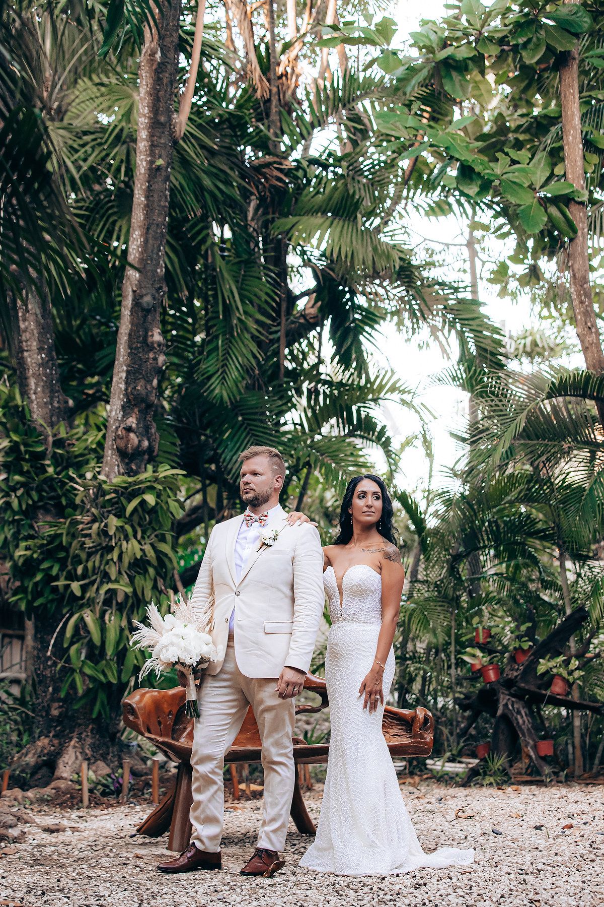Romantic Riviera Maya garden wedding photography Mahekal Beach