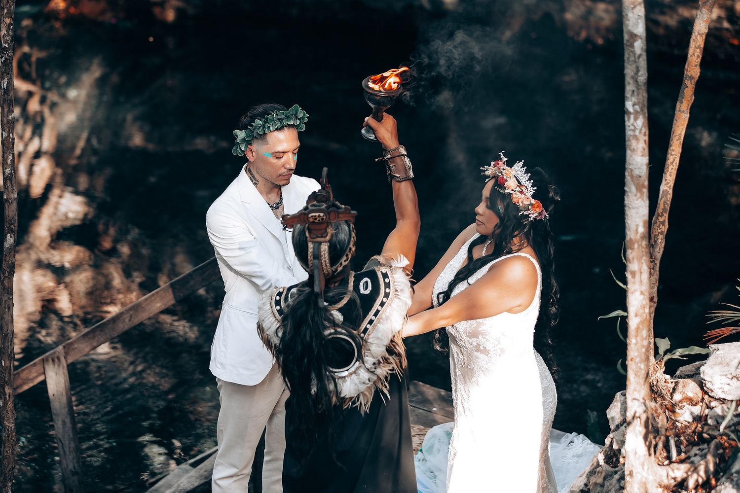 Elopement Romantic Mayan wedding videography At Sacred Cenote in Tulum Riviera Maya