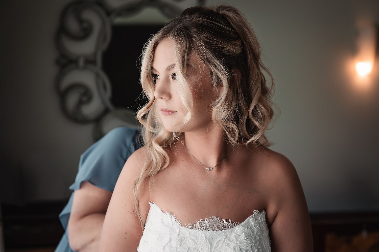 Bride getting ready at Sandos Caracol destination wedding Riviera Maya