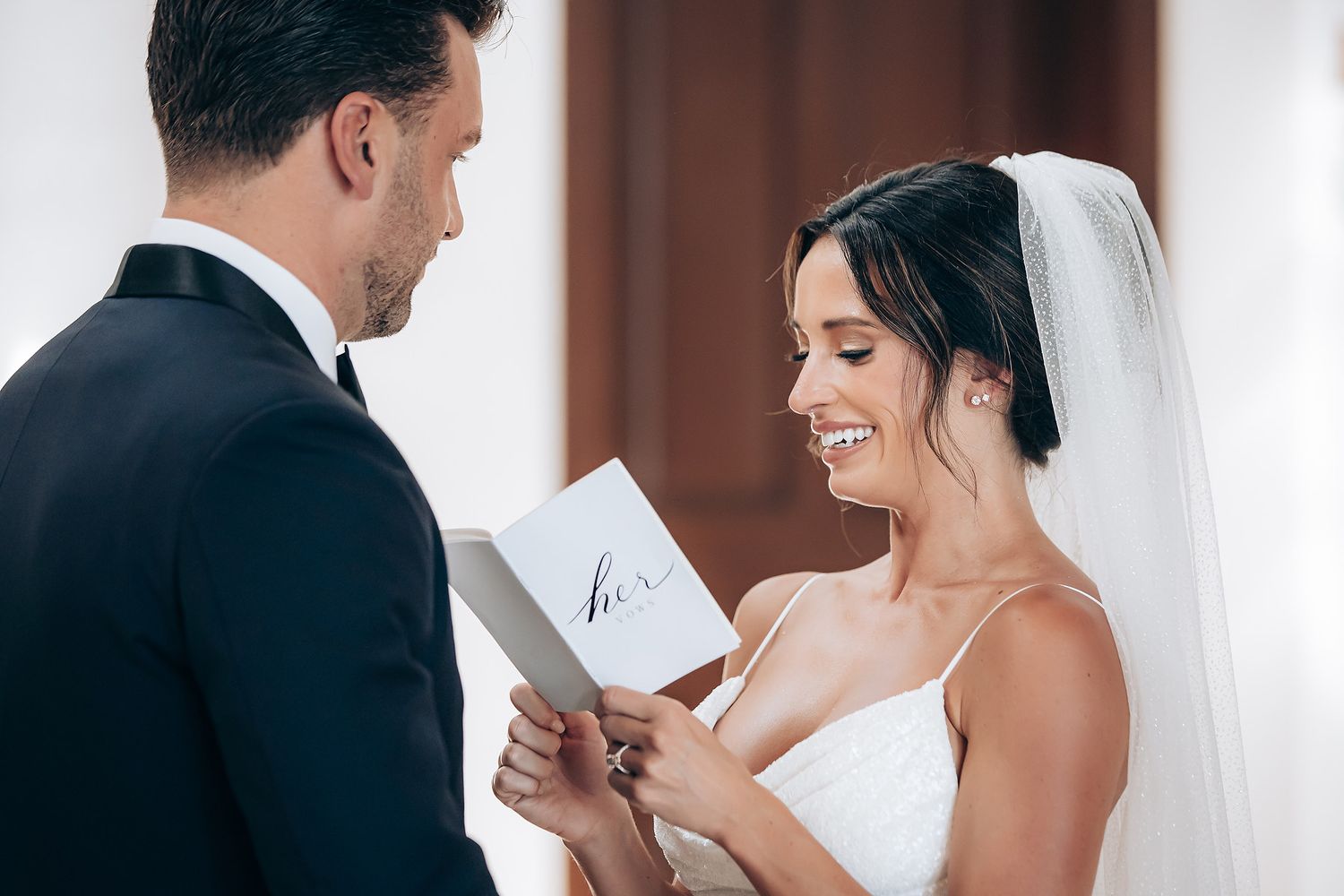 Romantic wedding couple shares intimate moments in a series of black and white photographs.