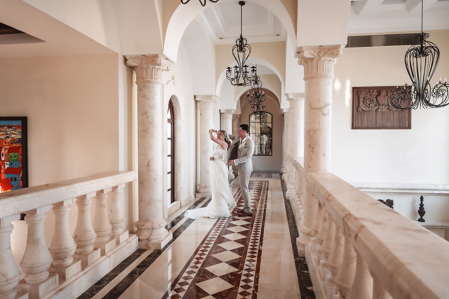 Bride and groom portrait at Villa La Joya wedding in Riviera Maya