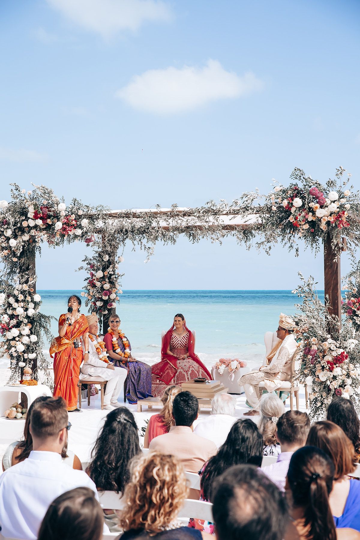 Indian bride and groom during a South Asian destination wedding in Riviera Maya Mexico