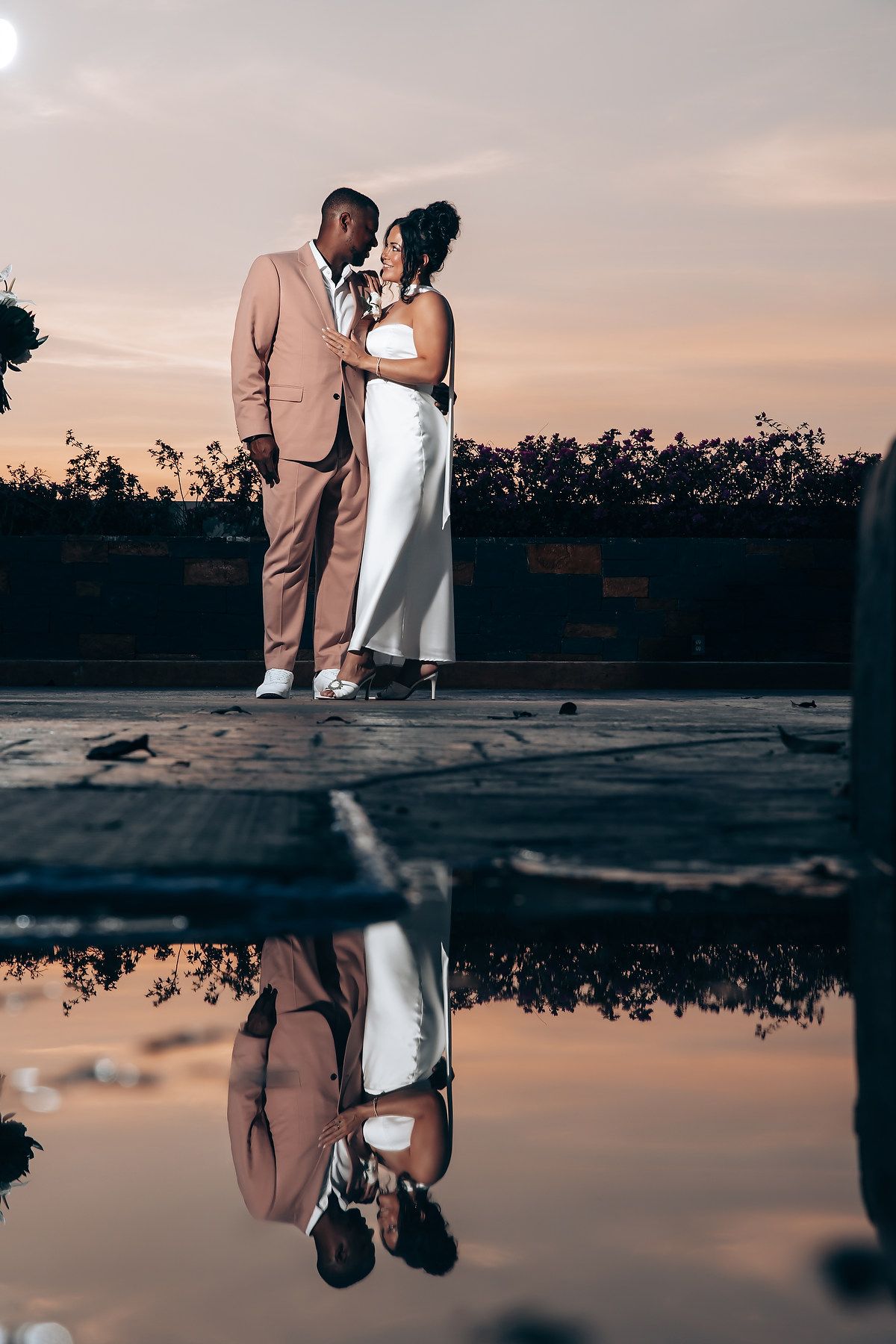 Dreams Natura Cancun wedding couple portrait by the ocean
