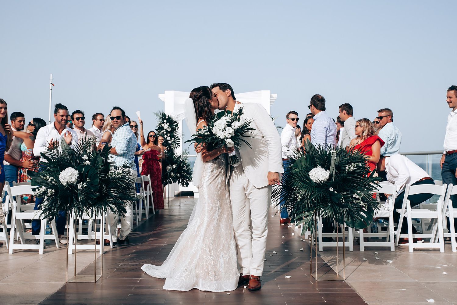 The Fives Beach Hotel wedding photography at beachfront ceremony Riviera Maya