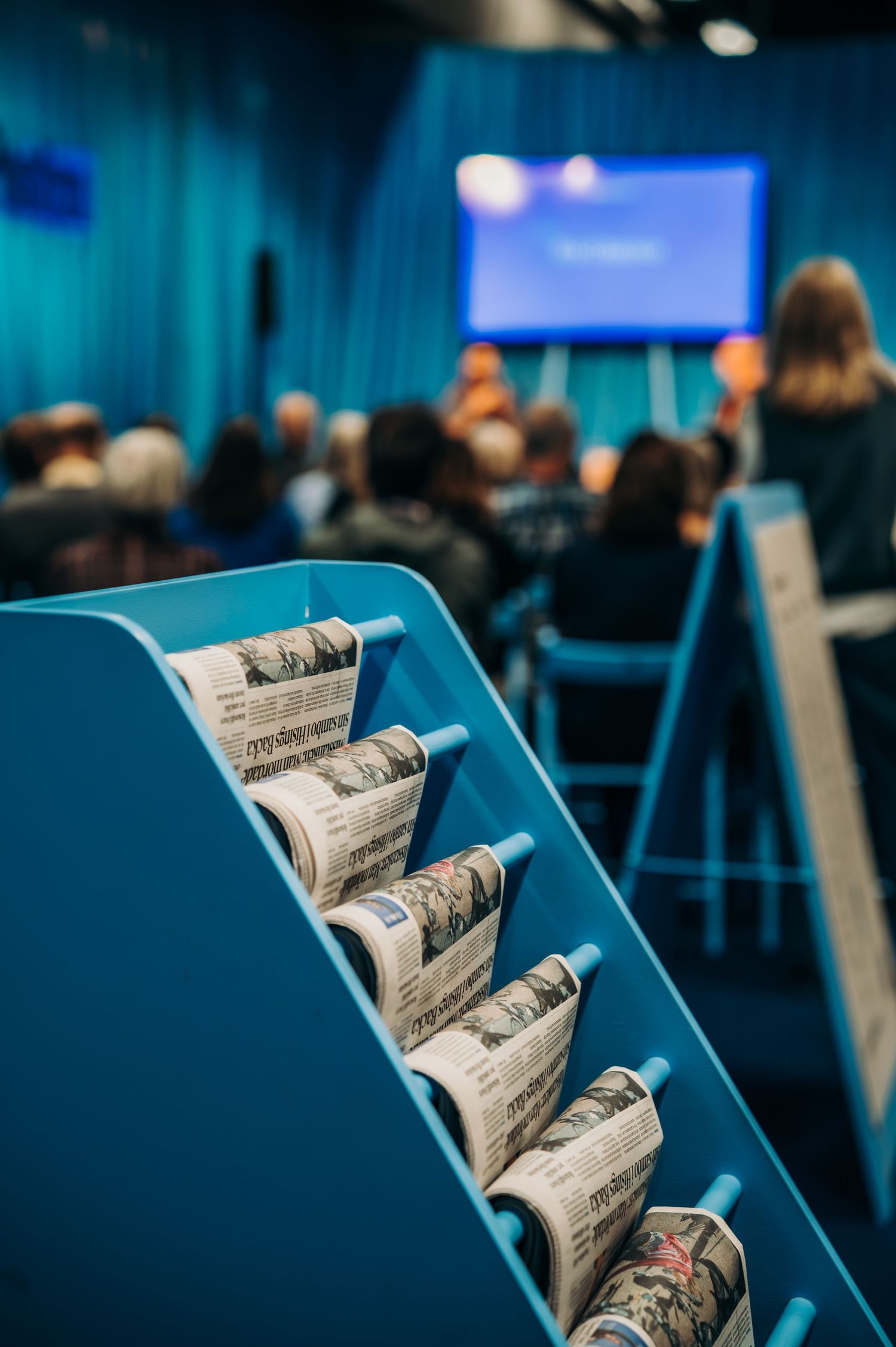En del av Göteborgs-Postens monter på Bokmässan 2026. Eventfotografering.