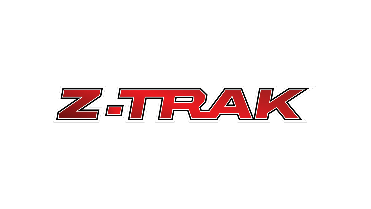 Red Z-TRAK logo text design with white outline and black shadow effect.