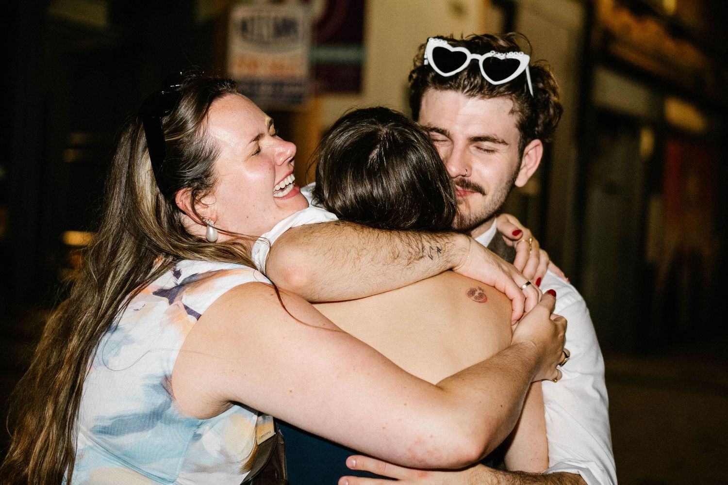 Series of candid celebration moments captured at an indoor evening reception.