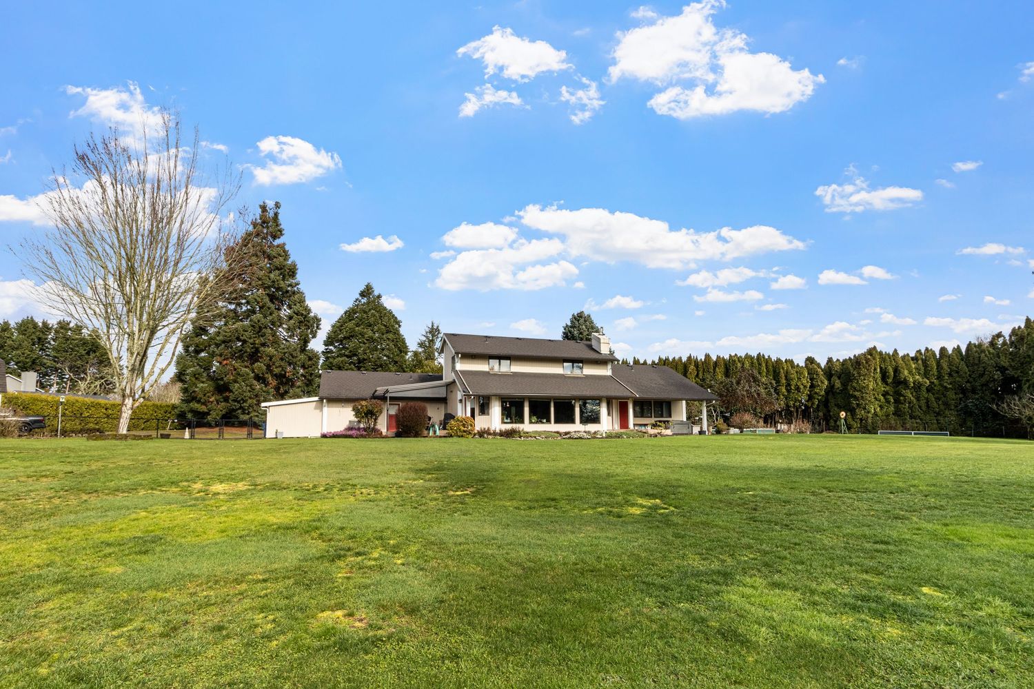 Real estate photo exterior back of house, garden and lawn