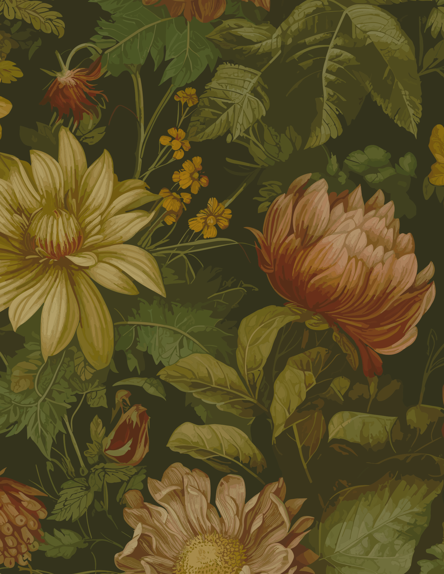 Custom vintage brand graphic of floral wallpaper for Gypsy Lens Photography, Northeast Ohio documentary wedding and elopement photographer
