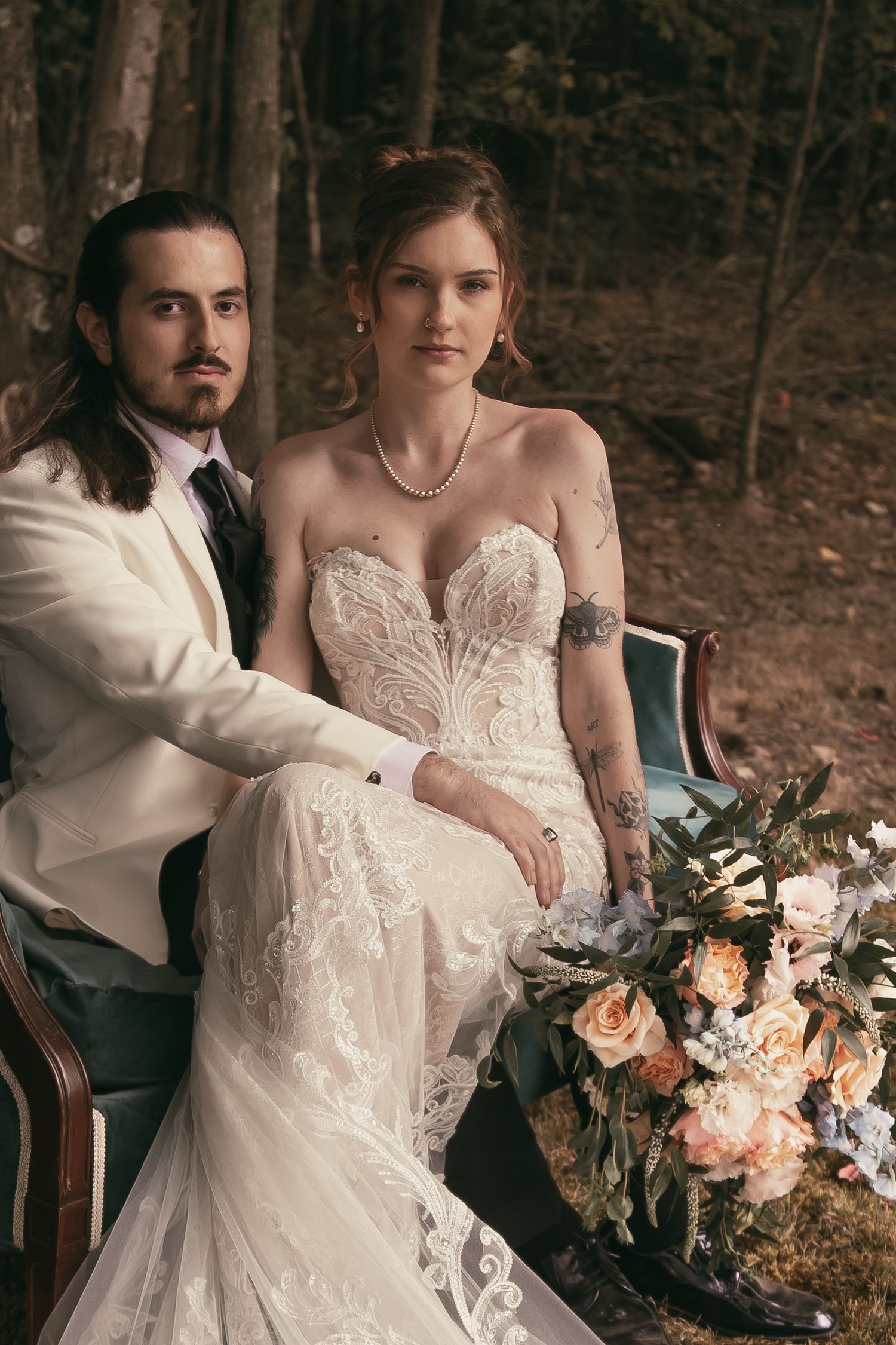 Intimate romantic moment of couple in Hermitage Pennsylvania by Gypsy Lens Photography. Moody, vintage, documentary wedding photo.