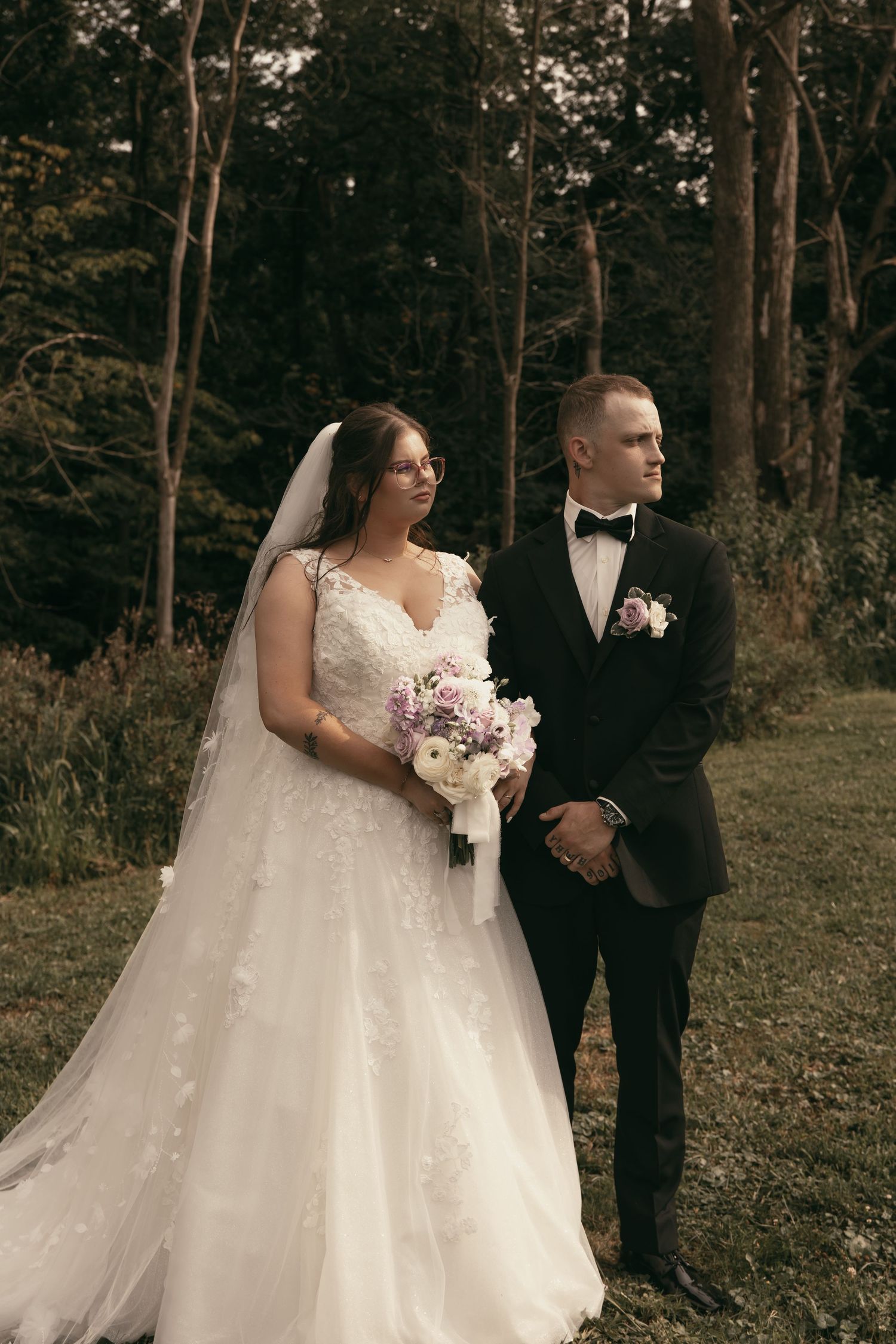 Bridal portraits of couple in Cleveland Ohio by Gypsy Lens Photography. Moody, vintage, documentary wedding photographer.