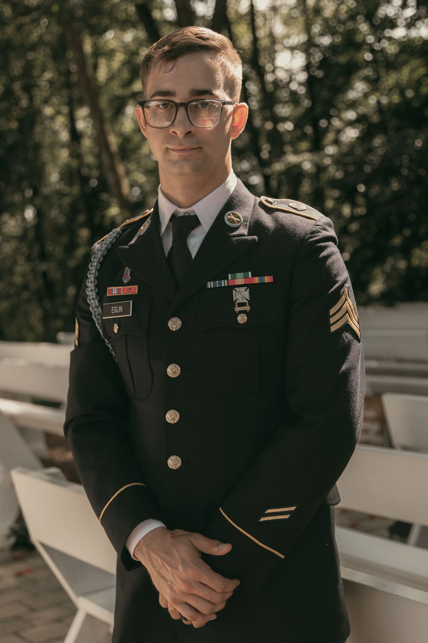 A military groom in dress uniform in Wooster Ohio by Gypsy Lens Photography. Moody, vintage, nostalgic, documentary wedding photographer.