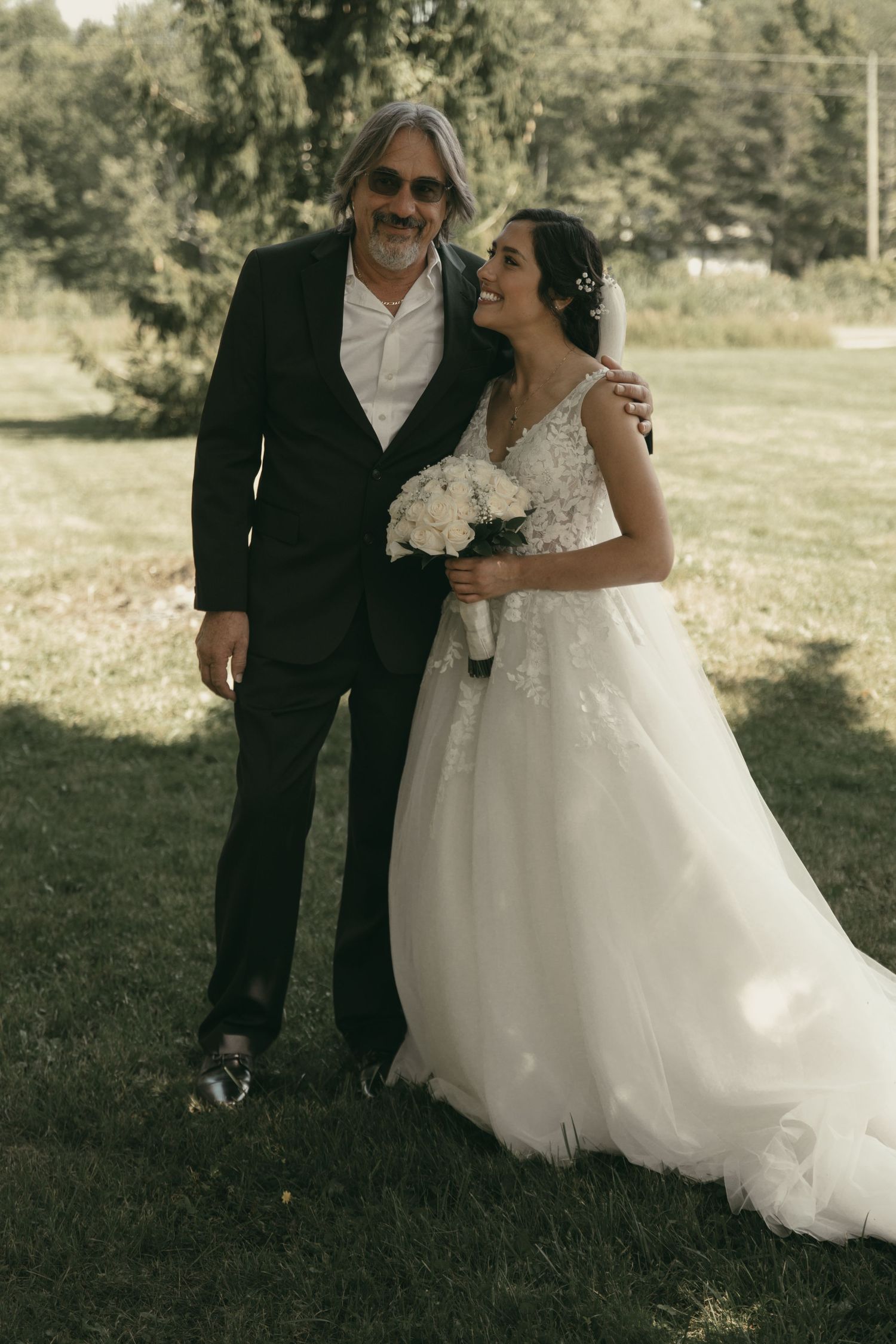 First look with bride and dad in Tallmadge Ohio by Gypsy Lens Photography. Moody, intimate, vintage, nostalgic, documentary wedding photo.