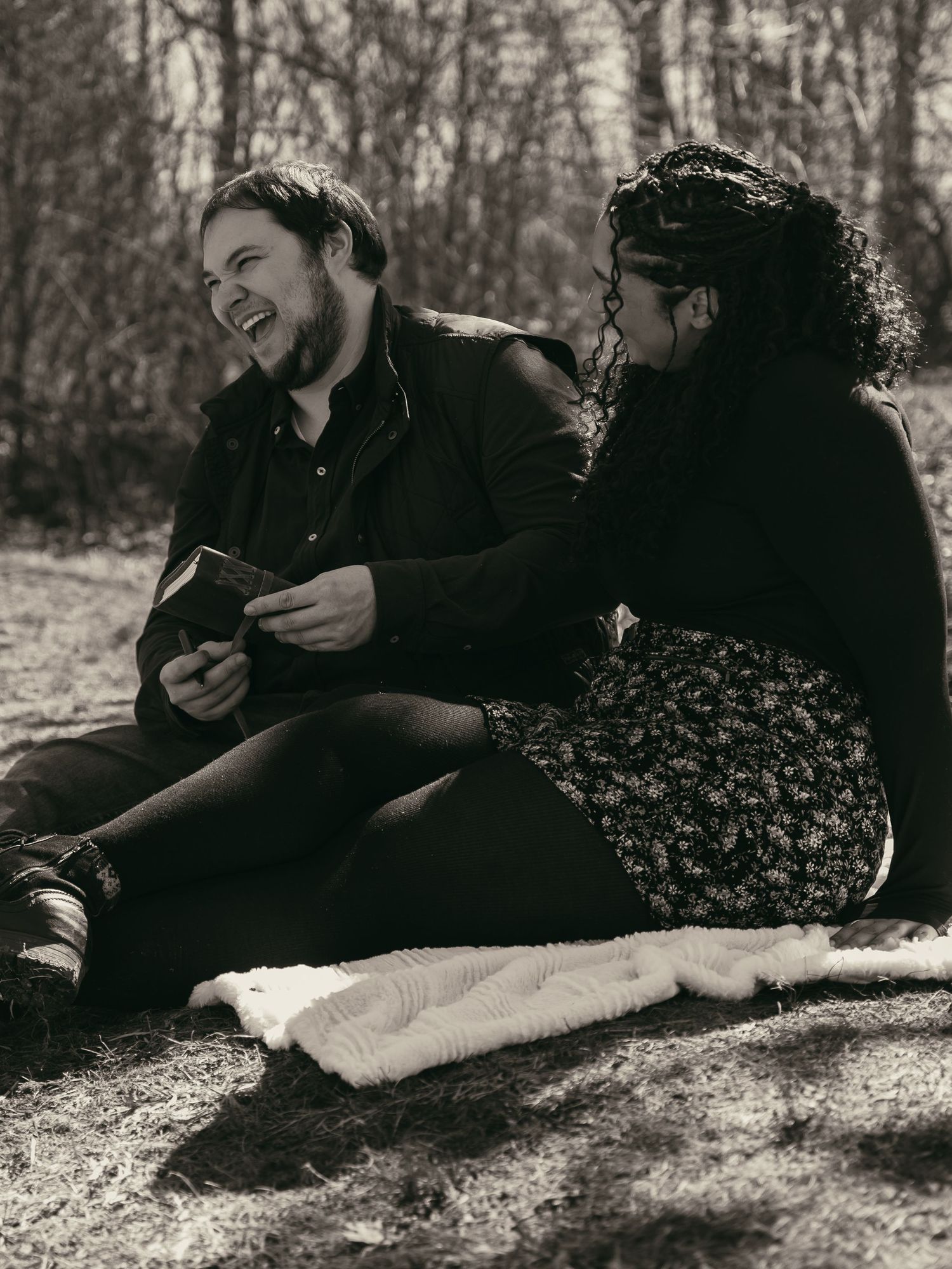 Couple laughing in Cleveland Ohio by Gypsy Lens Photography. Moody, nostalgic, vintage, documentary wedding photography