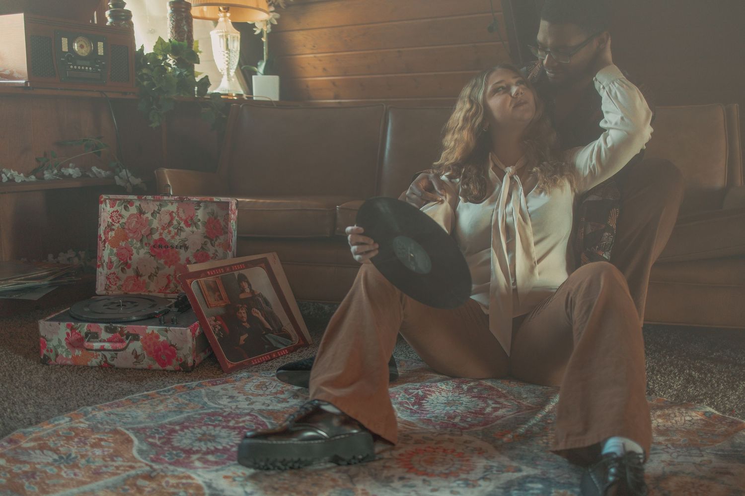 Vintage couple being intimate with filmy vibe in Akron Ohio by Gypsy Lens Photography. Moody, vintage, documentary wedding photography.