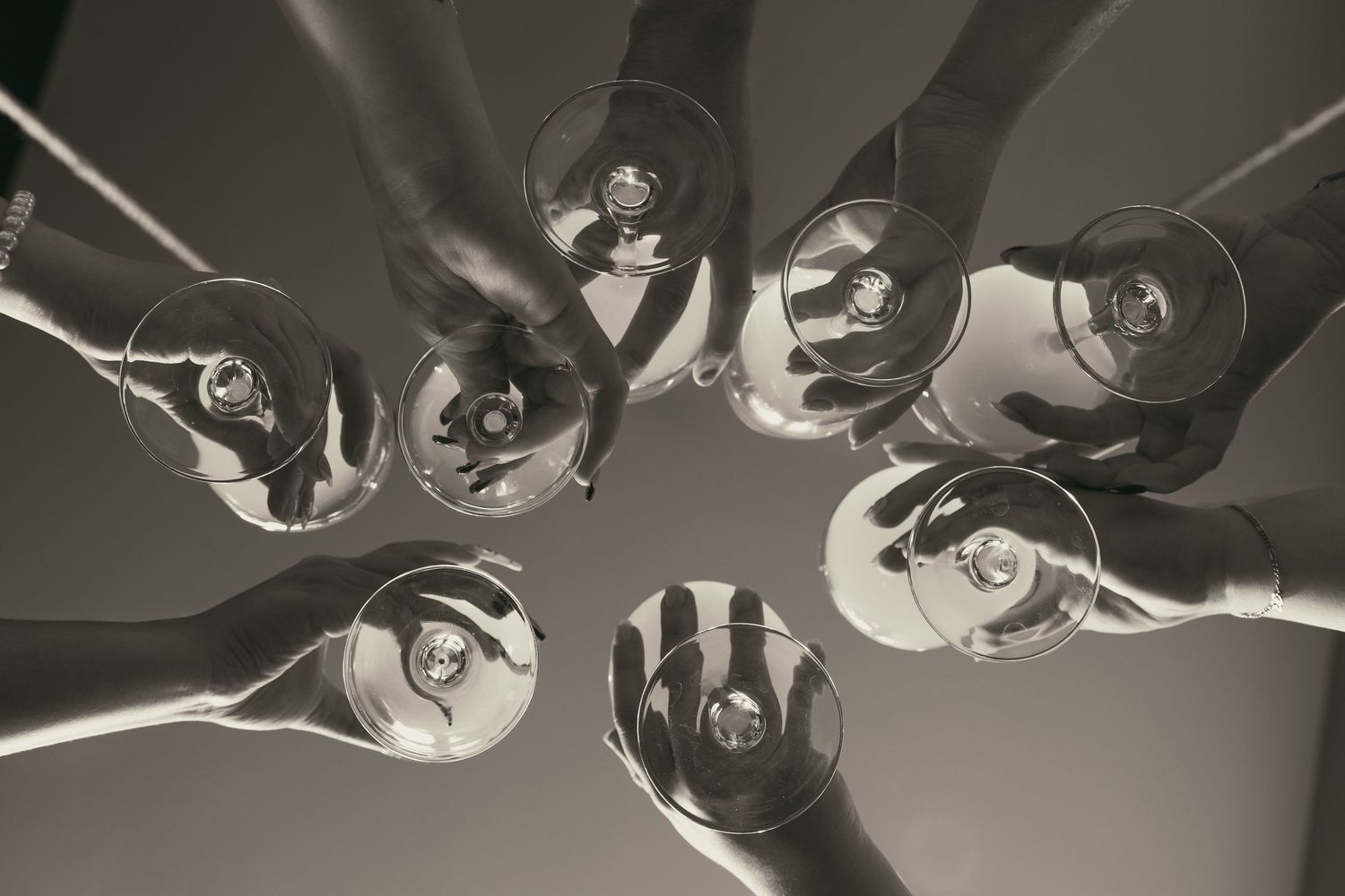 Bridesmaids toasting on wedding day in Cleveland Ohio by Gypsy Lens Photography. Moody, vintage, documentary wedding photography.