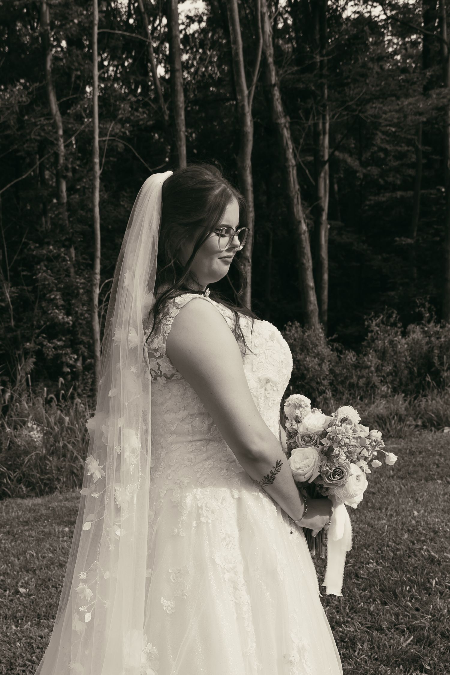 Bride in gown and veil in Cleveland Ohio by Gypsy Lens Photography. Moody, vintage, documentary wedding photographer.