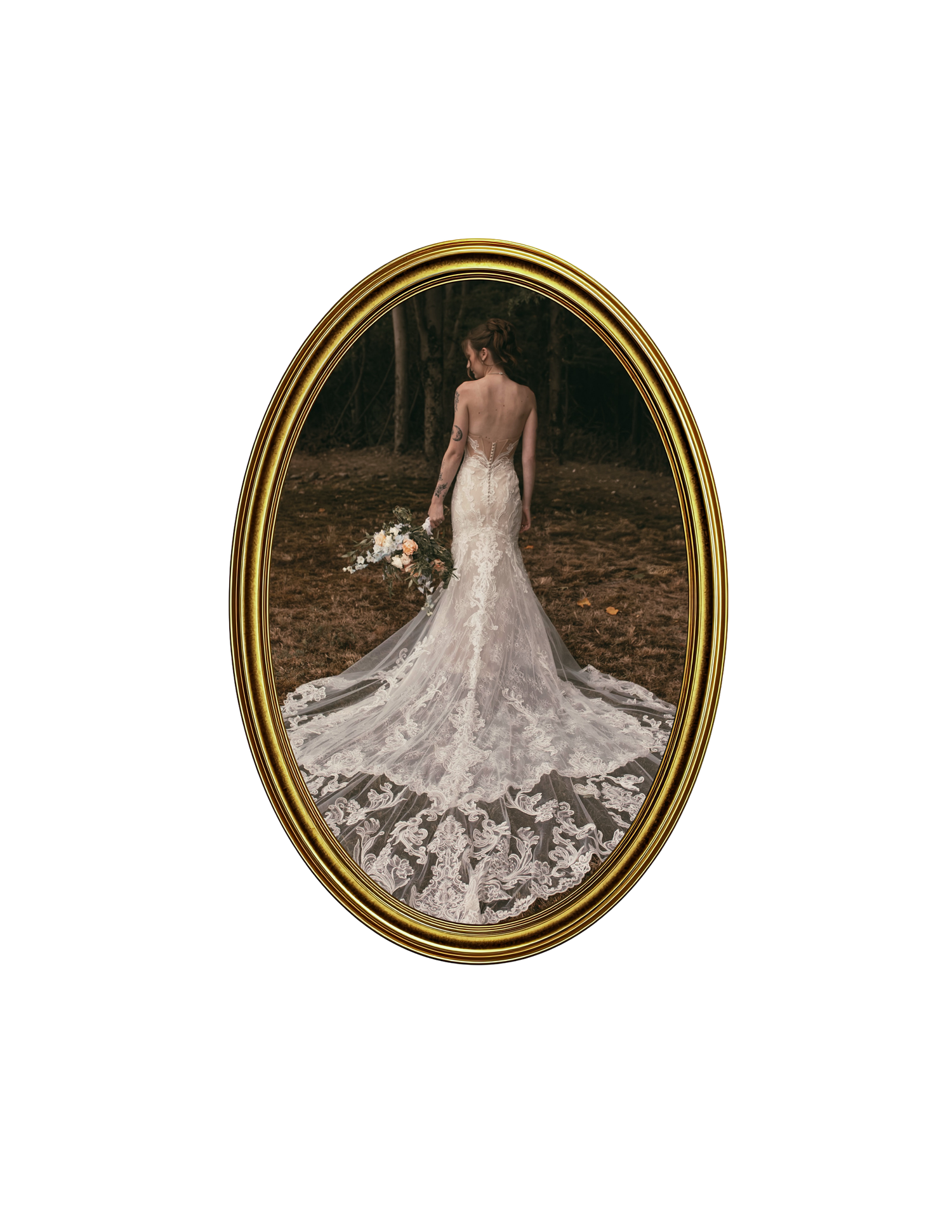 Heirloom wedding portrait with ornate frame in PA by Gypsy Lens Photography. Moody, filmy, vintage, documentary wedding photography.
