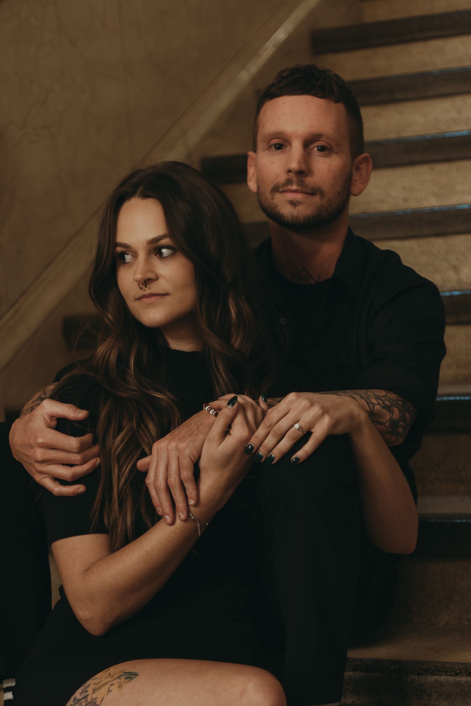 Editorial couple at library in Cleveland Ohio by Gypsy Lens Photography. Moody, filmy, vintage, documentary wedding photography