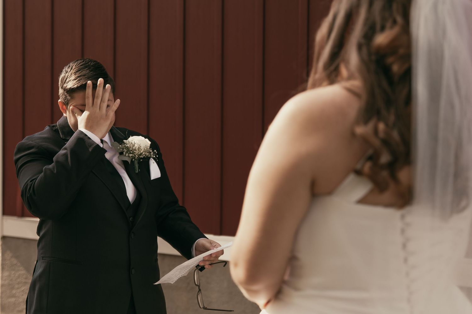 Emotional first look between brides in Cleveland Ohio by Gypsy Lens Photography. Moody, vintage, documentary wedding photography.