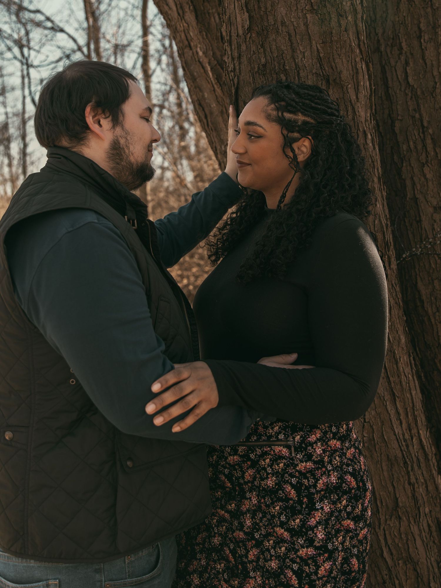 Couple sharing moment in Cleveland Ohio by Gypsy Lens Photography. Moody, nostalgic, vintage, documentary wedding photography