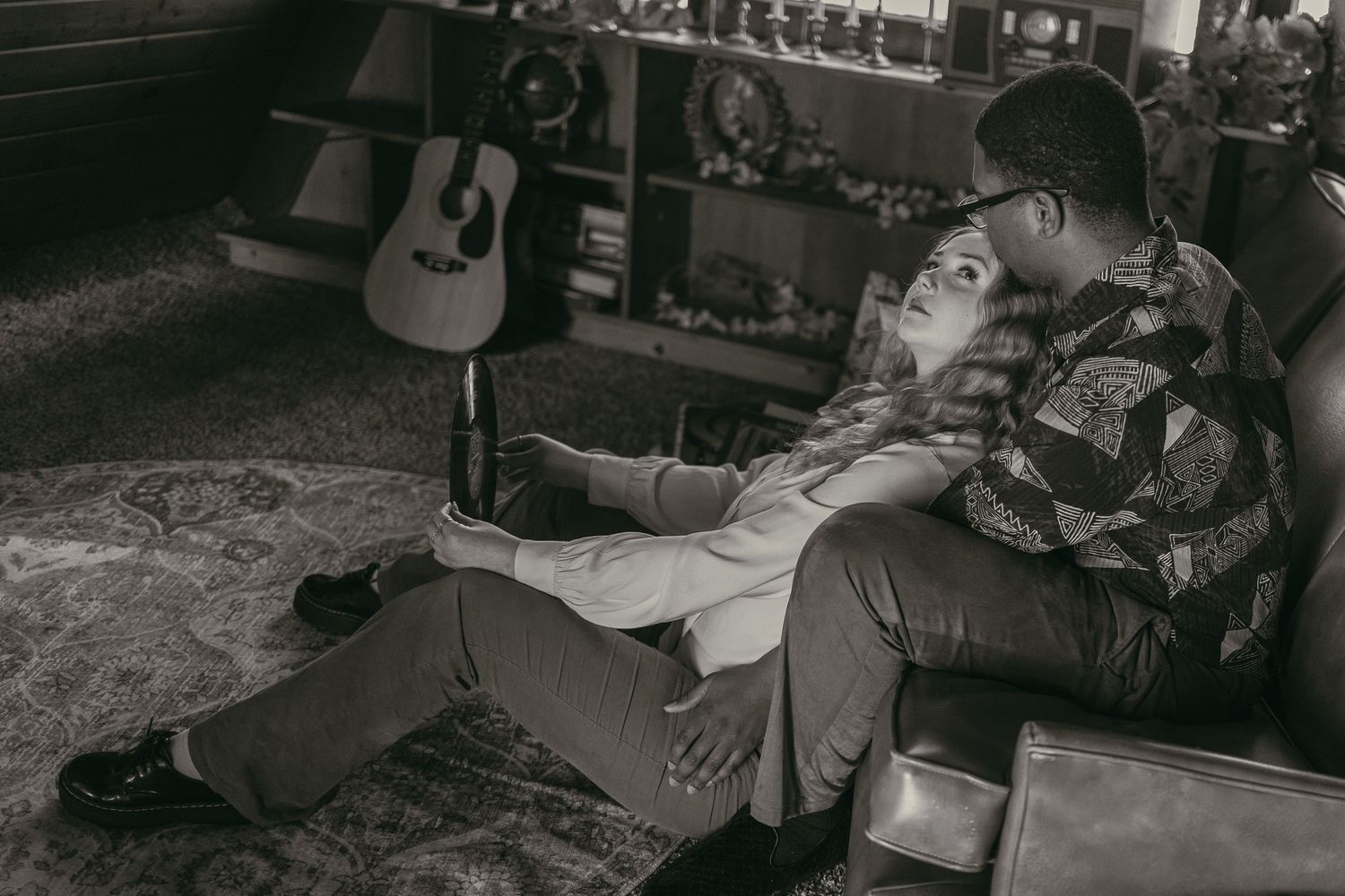 Vintage couple admiring each other in Akron Ohio by Gypsy Lens Photography. Moody, vintage, documentary wedding photography.