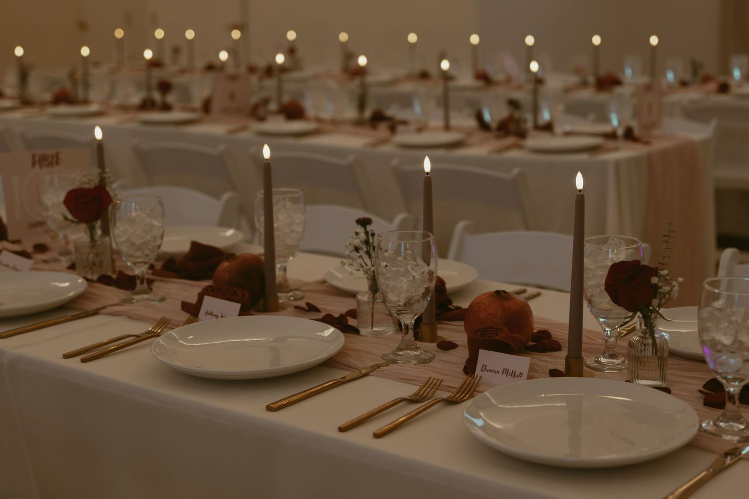 Moody tablescape for wedding reception in Cleveland Ohio by Gypsy Lens Photography. Moody, filmy, vintage, documentary wedding photography.