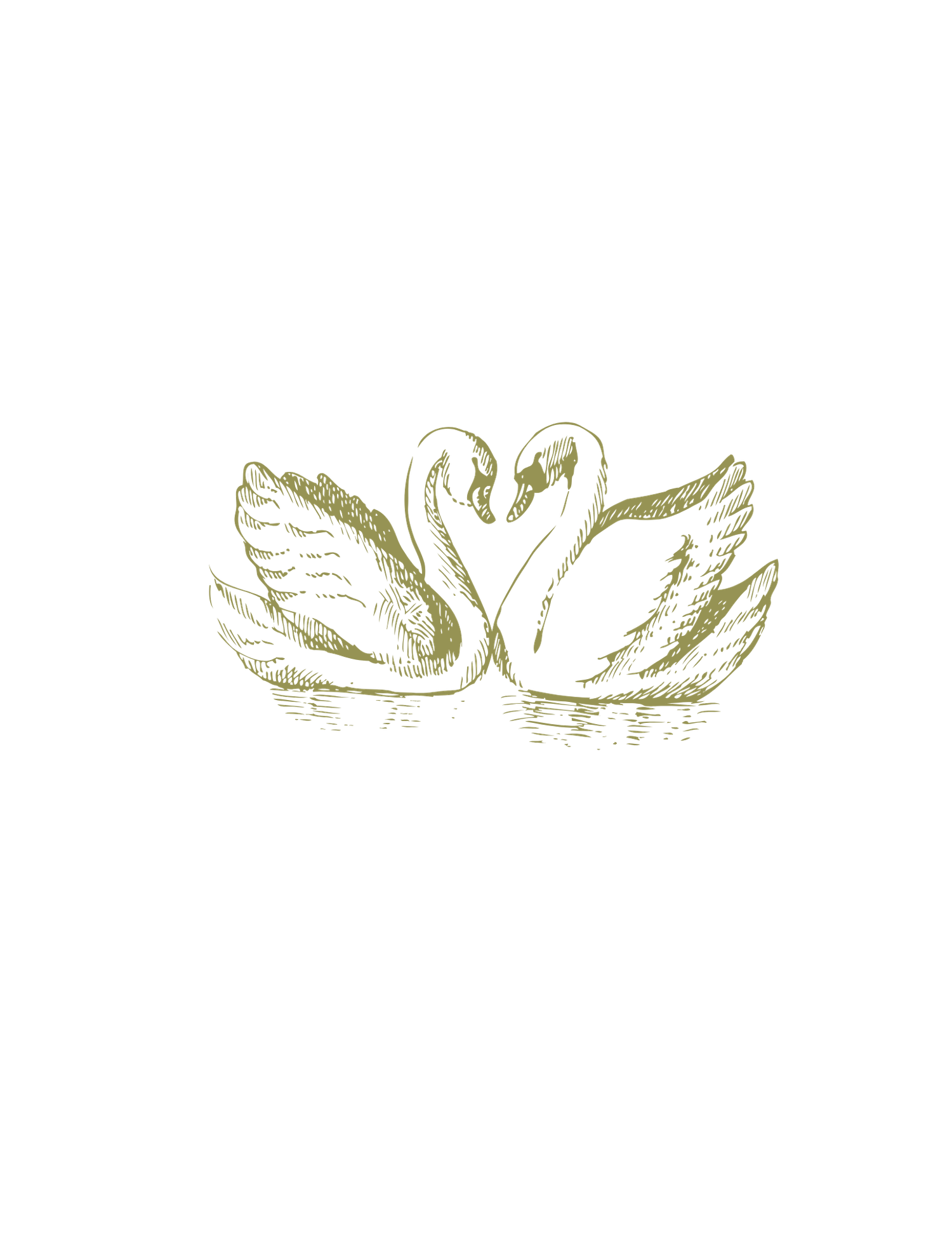 Custom vintage brand graphic of two swans for Gypsy Lens Photography, Northeast Ohio documentary wedding and elopement photography.