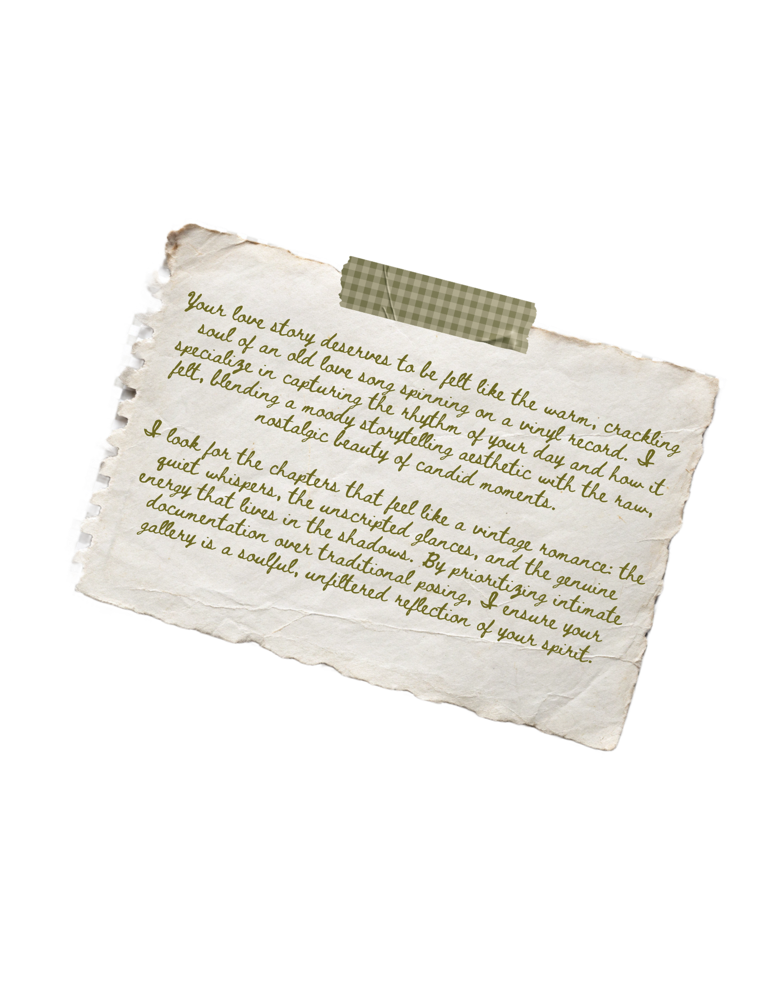 Custom vintage brand graphic of personal note for Gypsy Lens Photography, Northeast Ohio documentary wedding and elopement photographer