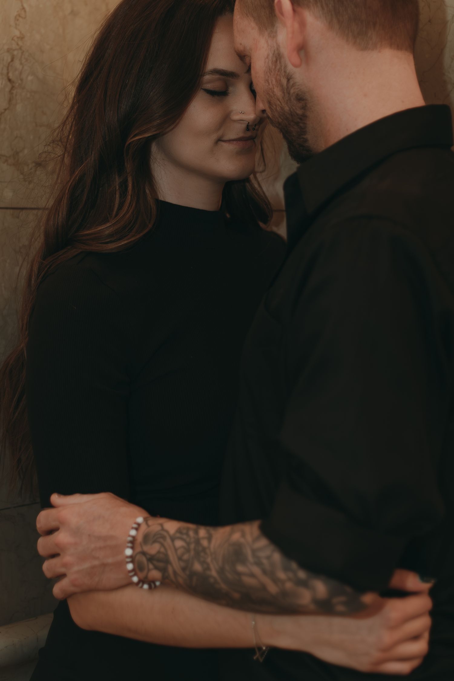 Couple kissing at library in Cleveland Ohio by Gypsy Lens Photography. Moody, nostalgic, vintage, documentary wedding photography
