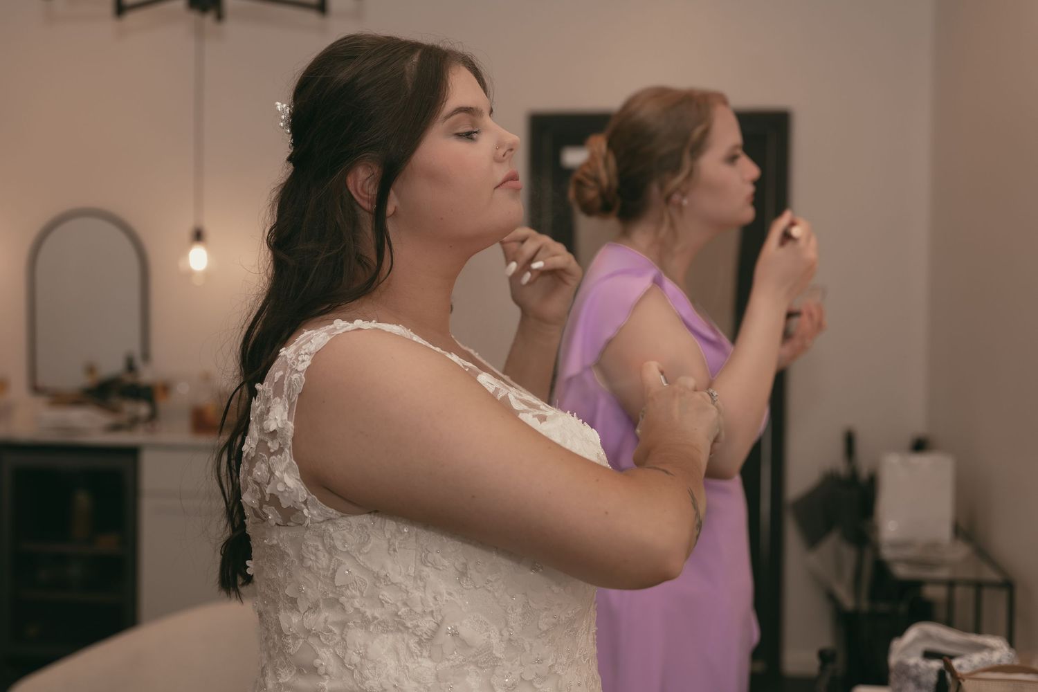 Bride getting ready in Cleveland Ohio by Gypsy Lens Photography. Moody, vintage, documentary wedding photographer.