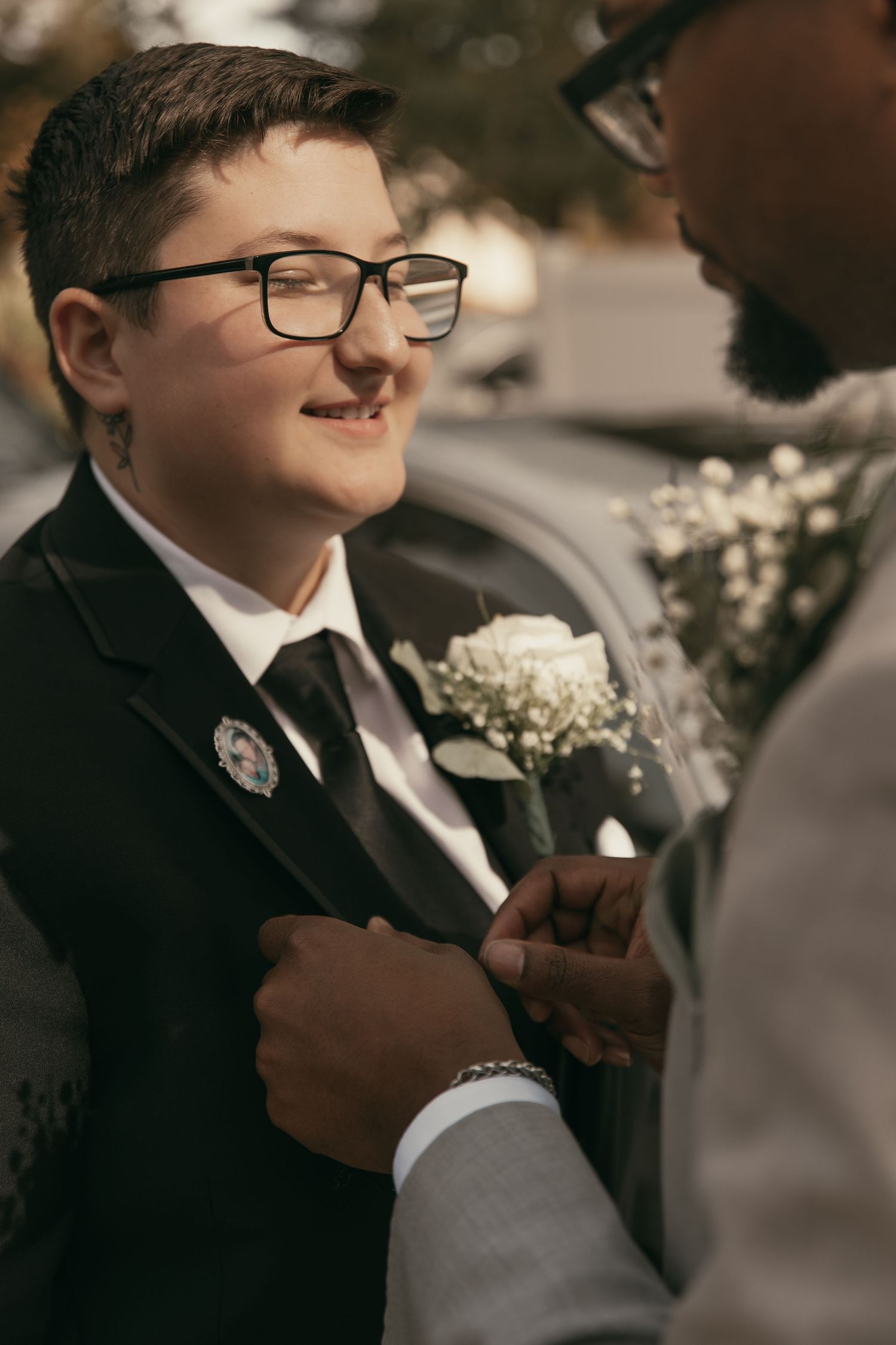 Bride getting ready in tux in Cleveland Ohio by Gypsy Lens Photography. Moody, filmy, vintage, documentary wedding photography.