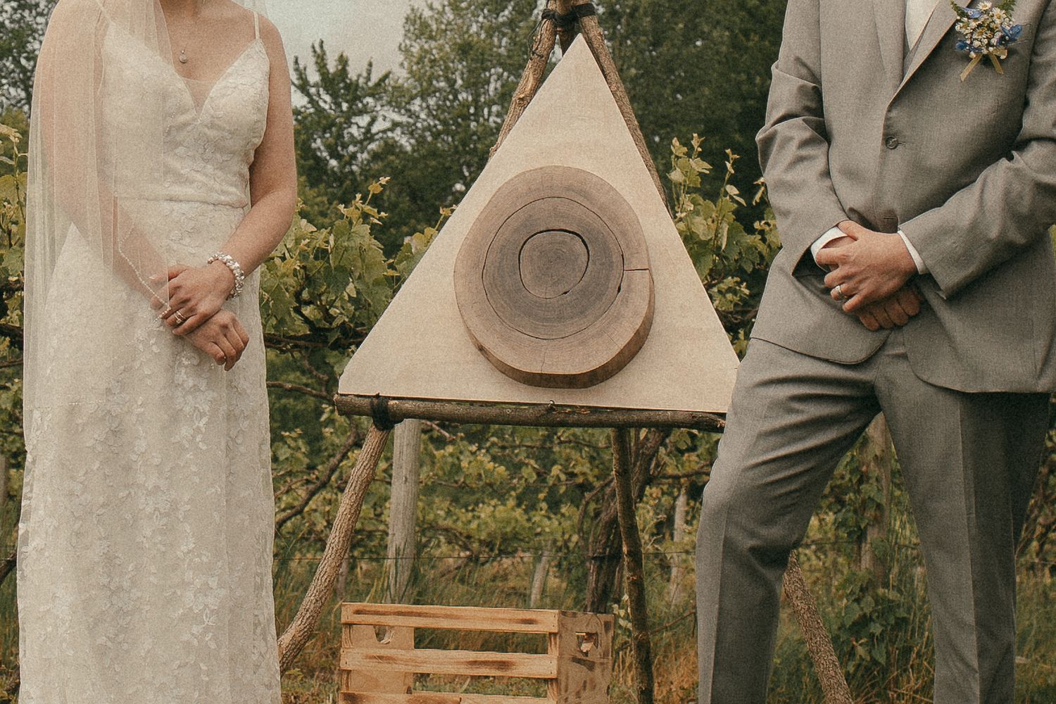 Vintage grainy detail photo of bride and groom in Ashtabula Ohio by Gypsy Lens Photography. Moody, Documentary wedding Photography.