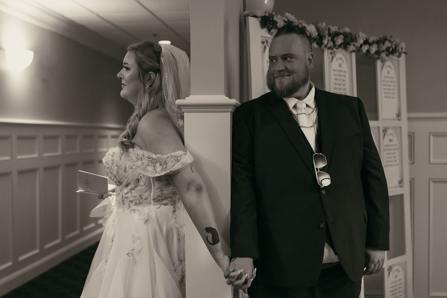 Bride and groom at first touch in Akron Ohio by Gypsy Lens Photography. Moody, filmy, vintage, documentary wedding photography.