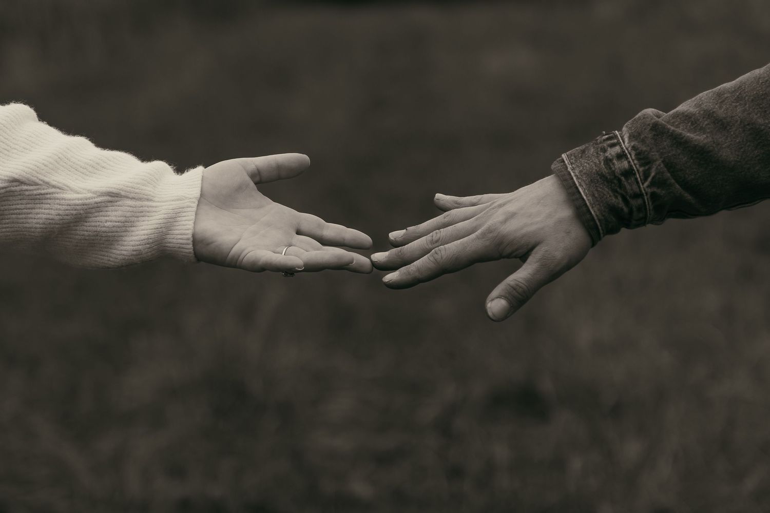 Black and white couples hands close up in Lake County Ohio by Gypsy Lens Photography. Moody, filmy, vintage, documentary wedding photography