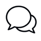 Two overlapping speech bubbles outline icon representing conversation, chat, or messaging concept.